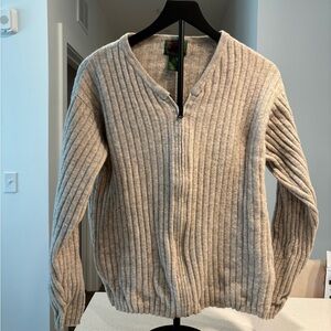 Boston Traders 100% Lambswool Men's Zip Up Beige Sweater